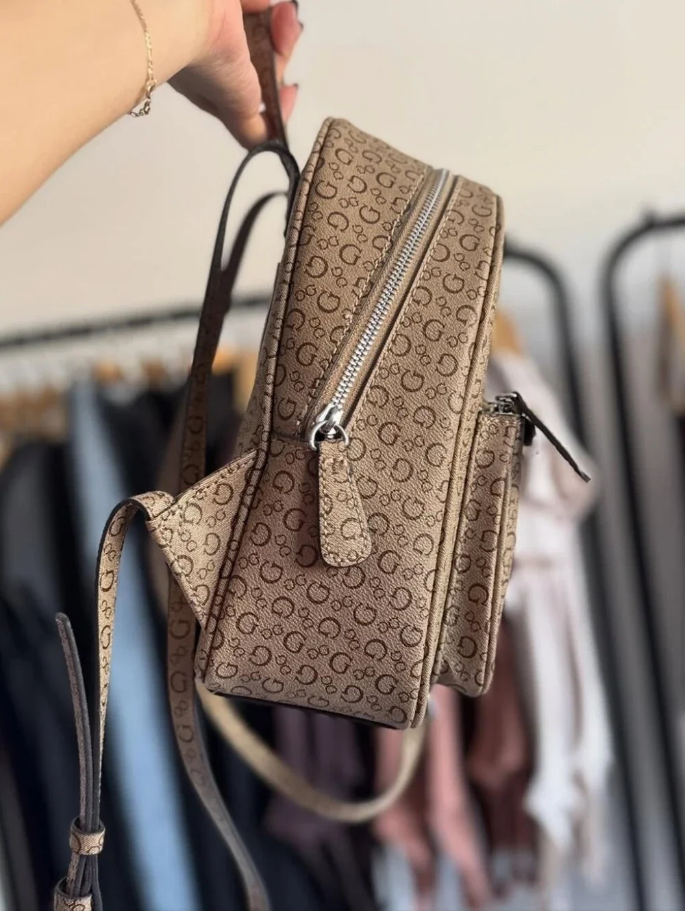 GUESS Logo Backpack in Brown
